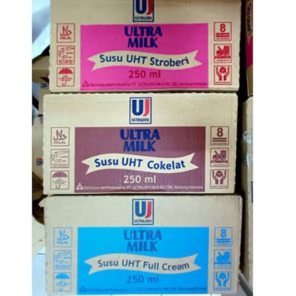 Ultra Milk Full cream /Strawberry/Coklat 250ml 1 dus Ultramilk