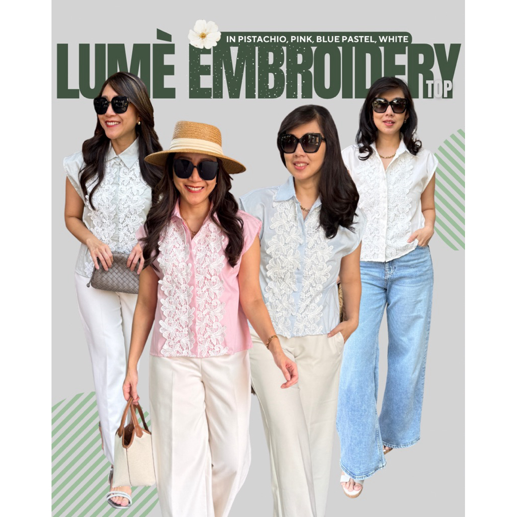 LUMÈ EMBROIDERY TOP | katun bordir blouse | kemeja bordir | korean look | fashion bangkok | pastel c