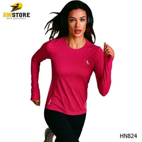 BAJU OLAHRAGA WANITA LENGAN PANJANG KAOS SENAM SEPEDA LARI GYM FITNES YOGA DRYFIT