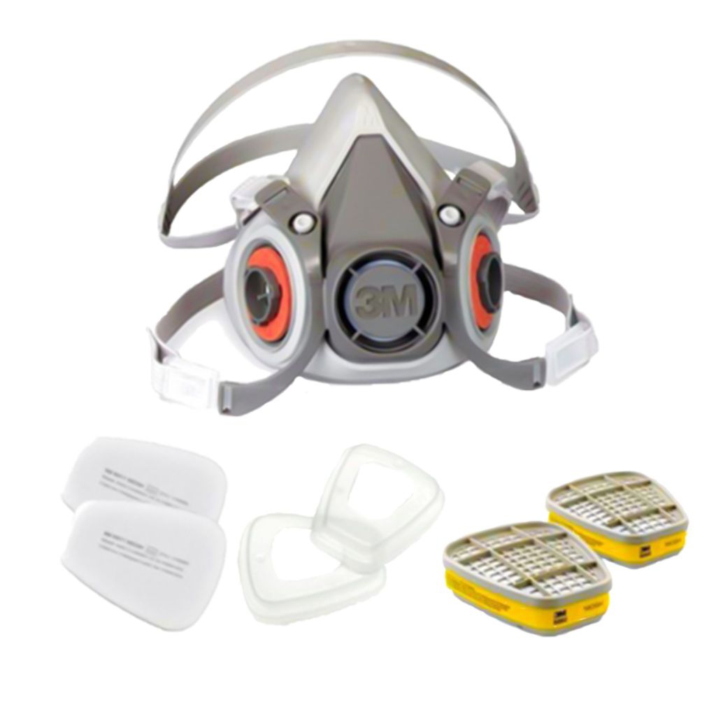 Masker 3M 6200 Respirator Half Face Gas Mask + Cartridge Filter Complete Set