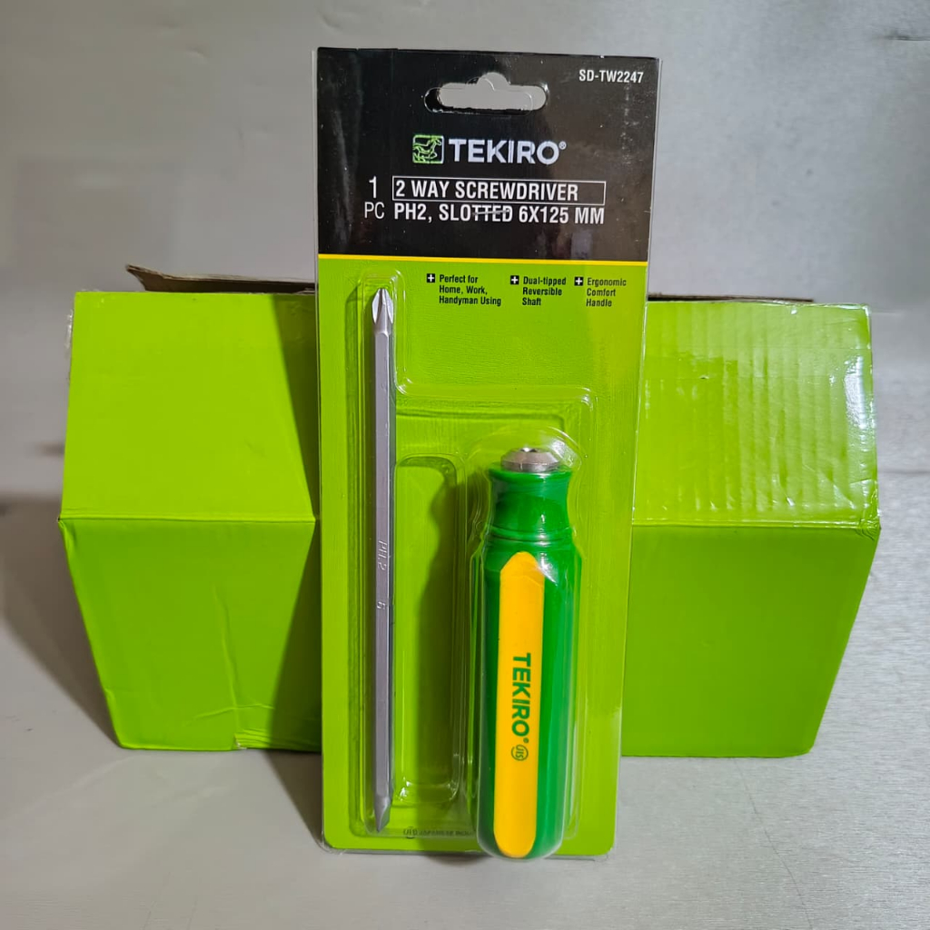 TEKIRO Obeng Bolak Balik - 2 Way Screwdriver PH 2 Plus ( + ) Minus ( - ) 6 x 125 mm / Obeng Tekiro O