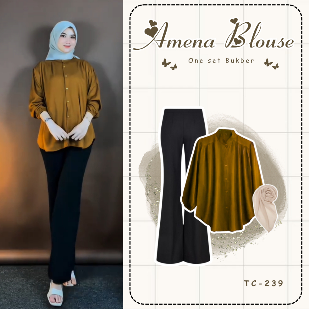 Outfit Remaja Kekinian Dan Terbaru ( Celana Cutbray + Blouse + Bella Square ) SET TC - 239