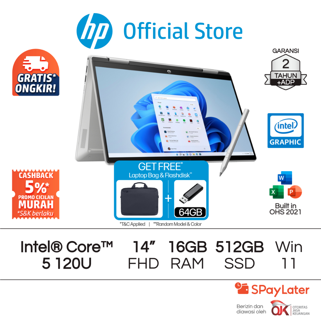 Laptop HP Pavilion x360 2 in 1 - OmniBook 5 Flip [NEW] Intel Core 5 Intel Graphics 16GB RAM 512GB SS