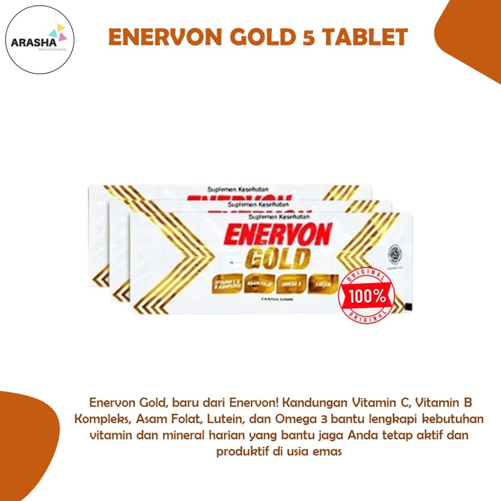 ENERVON GOLD 5 TABLET MULTIVITAMIN UNTUK LANJUT USIA ENERVON C GOLD LANSIA SUPLEMEN TULANG SEHAT