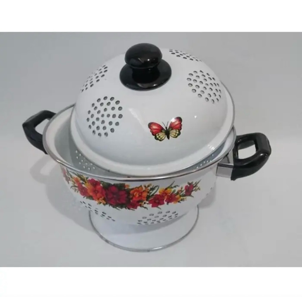 Sangku / Tempat Nasi / Bakul Nasi Enamel Warna putih uk 24