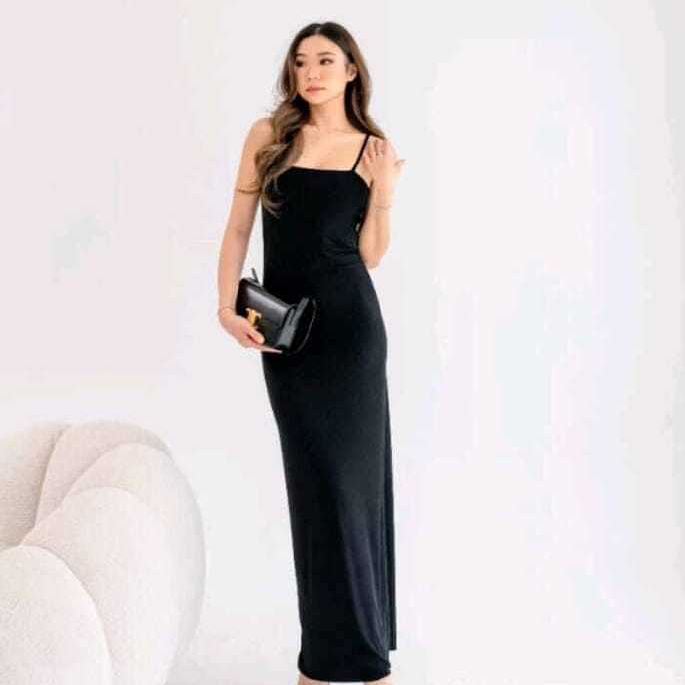 DRESS PARTY PANJANG / LONG DRESS KOREA STYLE MAXI DRESS BODYCON TALI