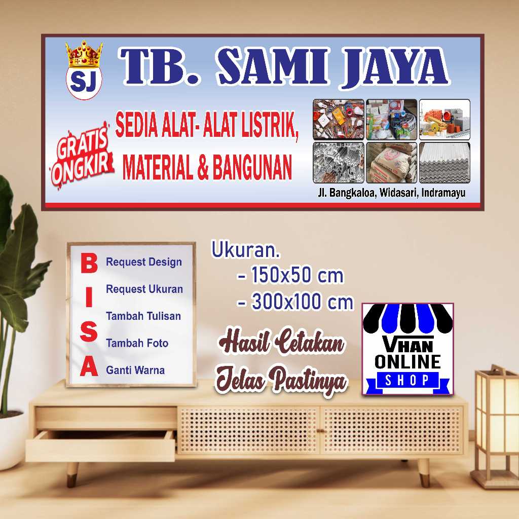 Cetak Spanduk Banner Toko Bangunan Bisa Ubah design