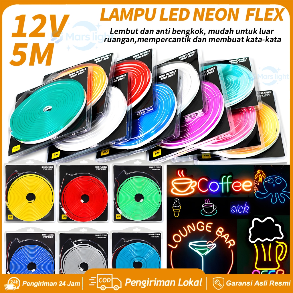 NEON FLEX LAMPU LED STRIP SELANG 12V PANJANG 5M 12V KUALITAS SUPER BAGUS NEON BOX AD SPANDUK