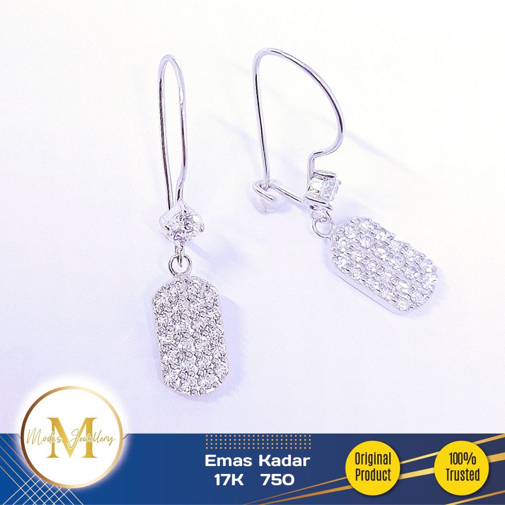 MODIS JEWELLERY - Anting Daisy Gantung Putih - Emas 17k  750