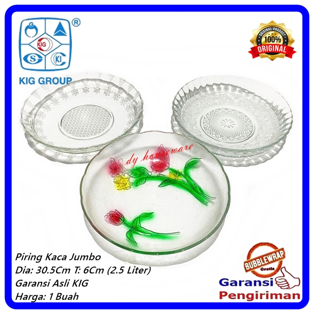 Piring Kaca Jumbo Wadah Saji Kaca Besar Diameter 30.5 Cm Piring Sayur Jumbo Kedaung KIG ( Harga 1 Bu