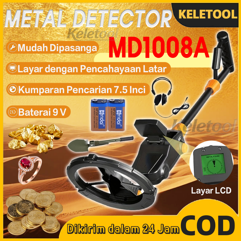 Metal Detector MD1008A Emas Detektor Logam Pencari Emas Logam Genggam Gold Metal Detector Pendeteksi