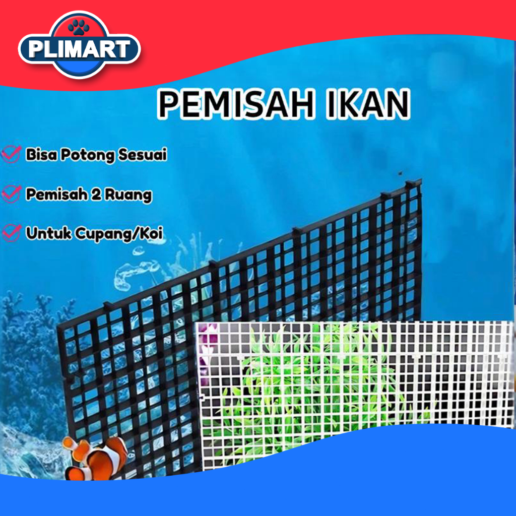 Pemisah Akuarium Plastik Sekat Toples Cupang DOP SEKAT KACA DOUBLE Tempel Bisa Dipotong Disusun
