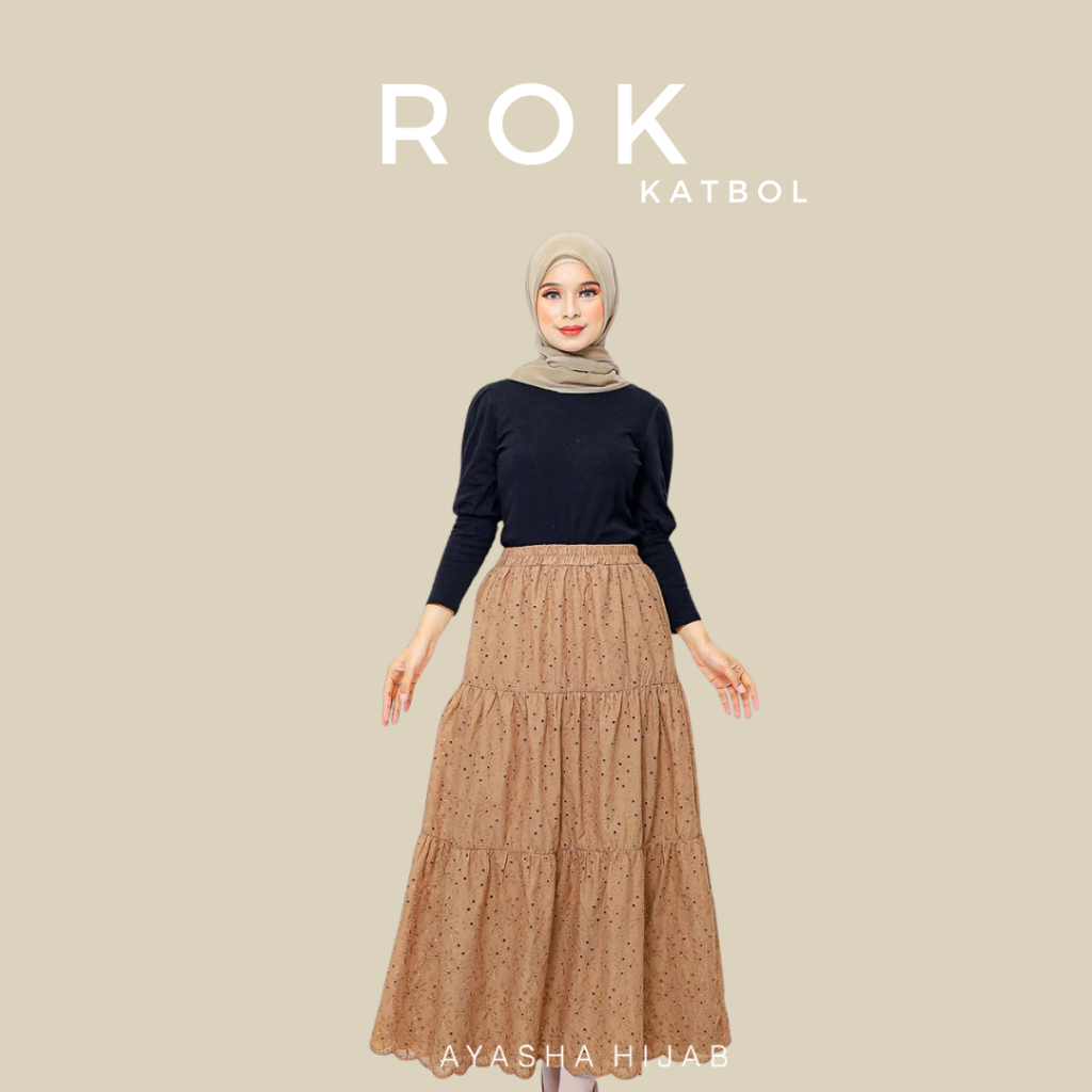 Ayasha - Rok Katbol Bordir Tanpa Furing|  rok premium bangkok | rok katbol | rok katun bordir