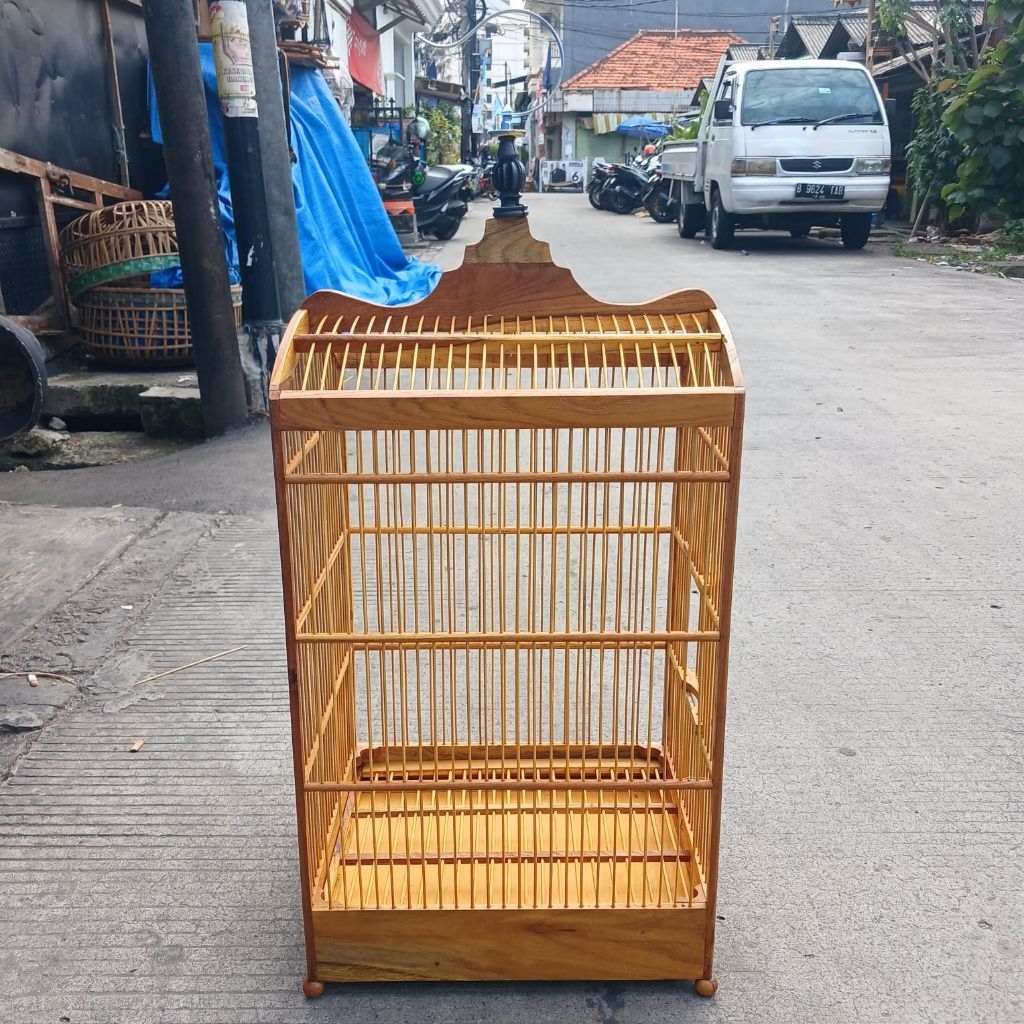 SANGKAR REPLIKA PERNIS BAHAN KAYU JATI