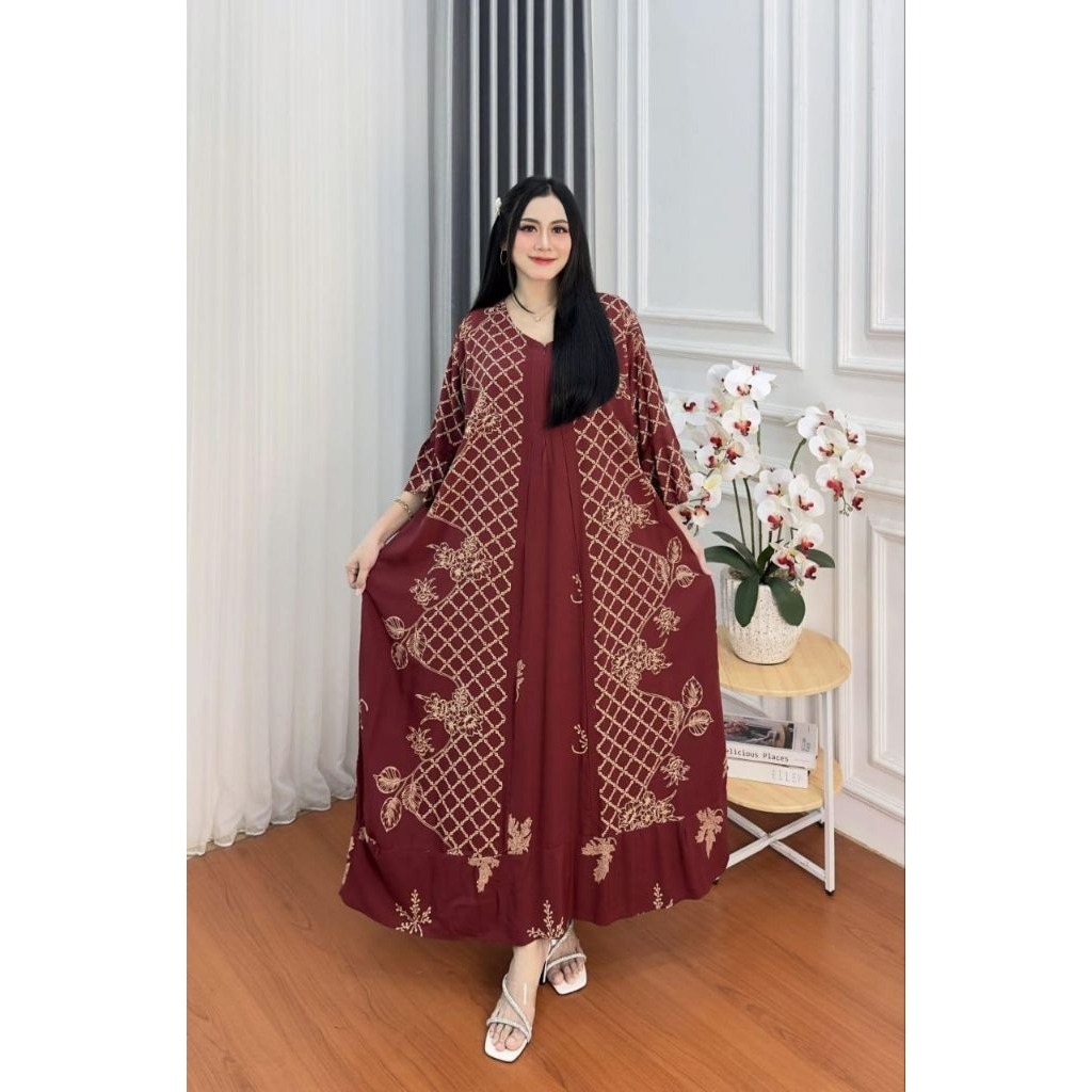 Daster Skjb Rajut, Jodha, Mawar Ld130 All Size Rayon Premium Halus Lembut Adem Dipakai Busui Dress P