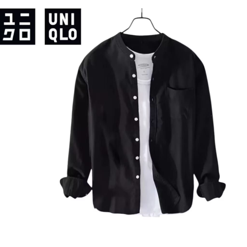 kemeja koko polos pria lengan panjang jumbo kemeja pria lengan panjang kerah shanghai