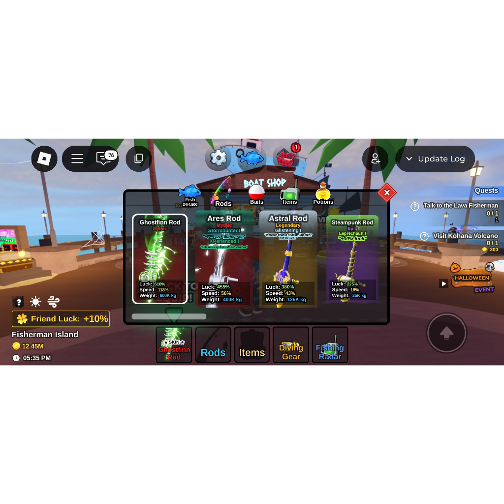 Akun Roblox Fish It, Ghostfin, Bobber Singularity, Bonus Secret, Mythic Banyak