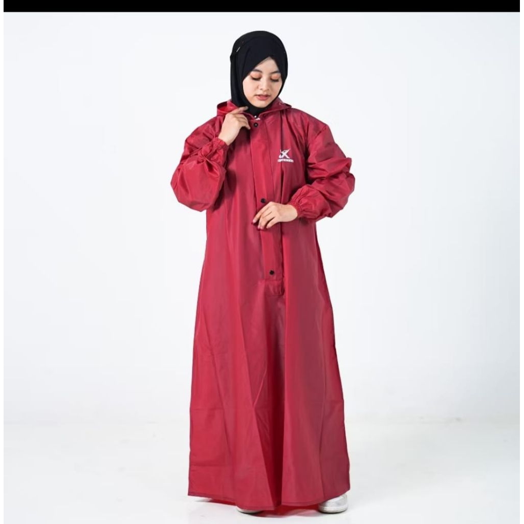 jas hujan Exclusive wanita muslimah gamis bahan PVC jahit pres