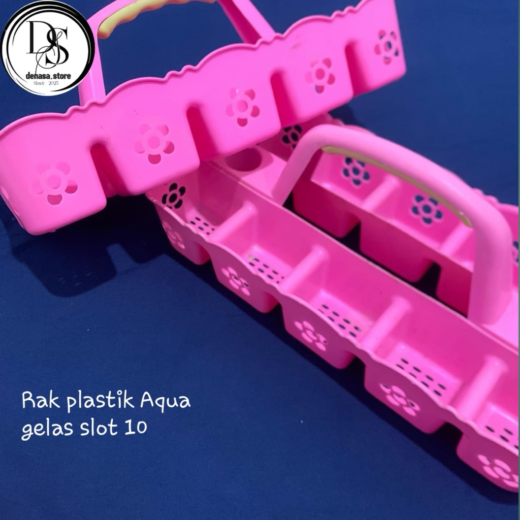 rak aqua gelas plastik slot 10/rak aqua gelas estetik/tempat minum air kemasan/Tempat gelas aqua