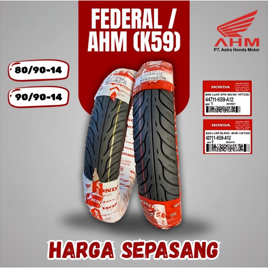 BAN TUBELESS FEDERAL AHM 80/90-14 & 90/90-14