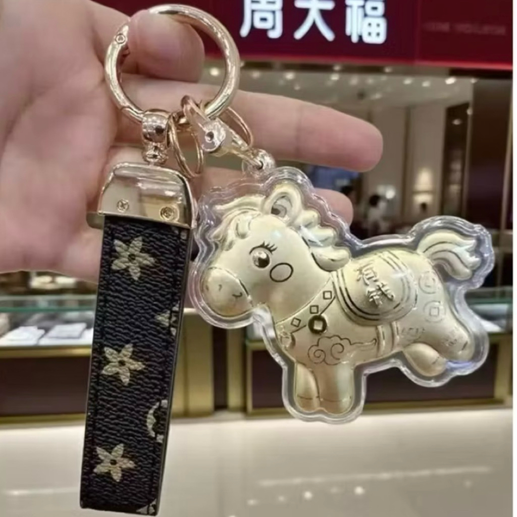 Ganci Emas / Bag Charm Gold Kuda LV Branded Phone Strap Limited Edition