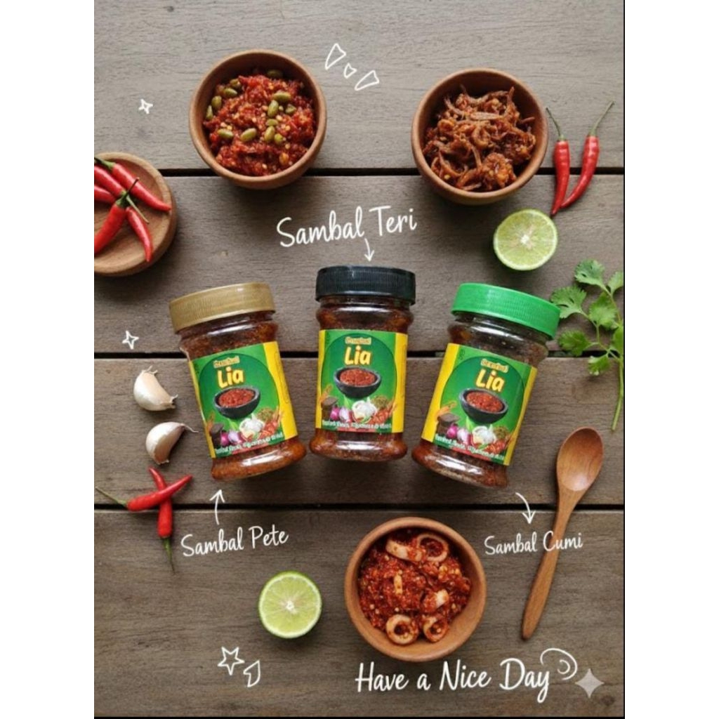 PAKET SAMBAL 3 BOTOL (SAMBAL PETE, SAMBAL TERI, SAMBAL UDANG) ISIAN PETE,TERI, DAN CUMI UTUH