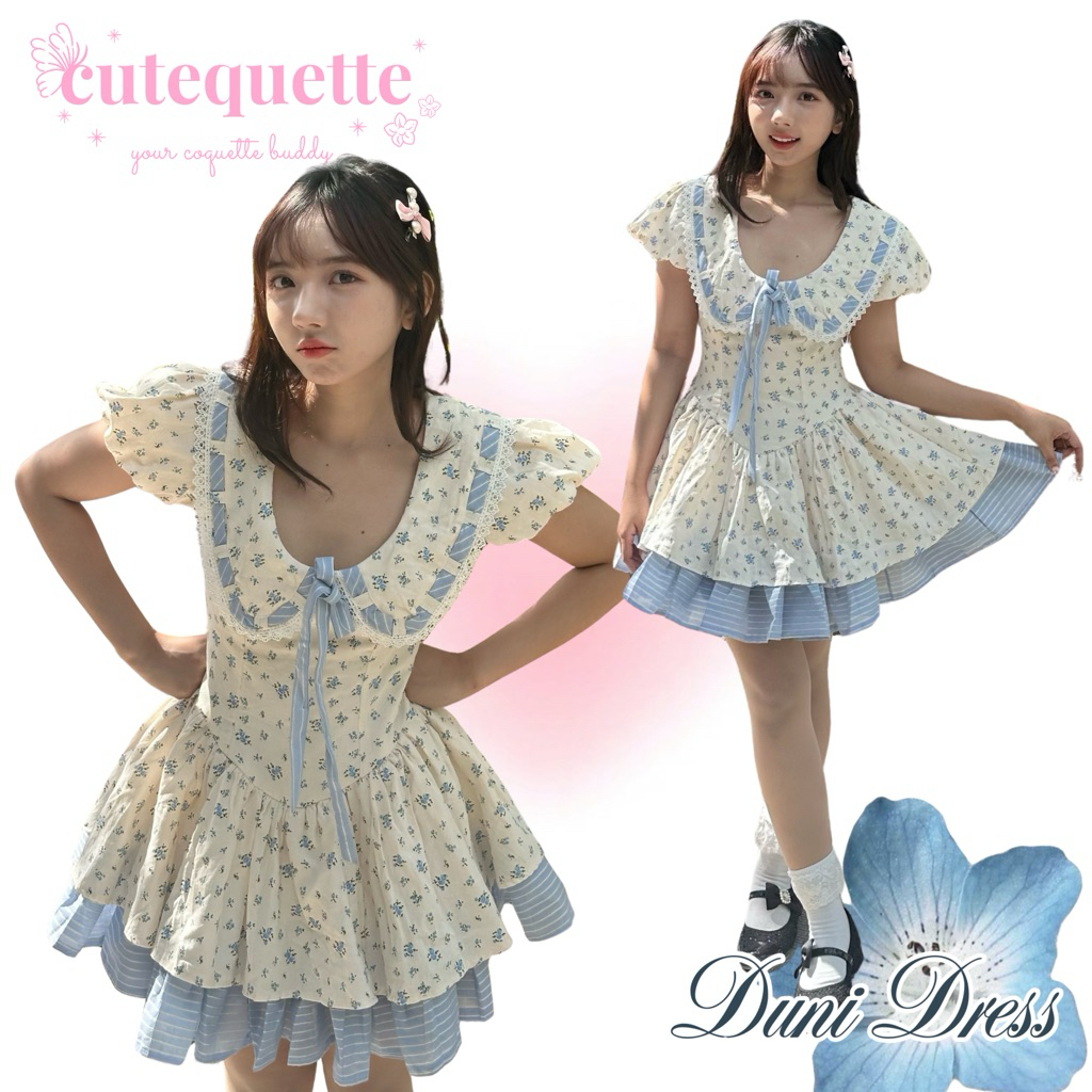 DUNI DRESS – Cottagecore Peterpan Collar Dress Coquette cute korean mini dress | Cutequette