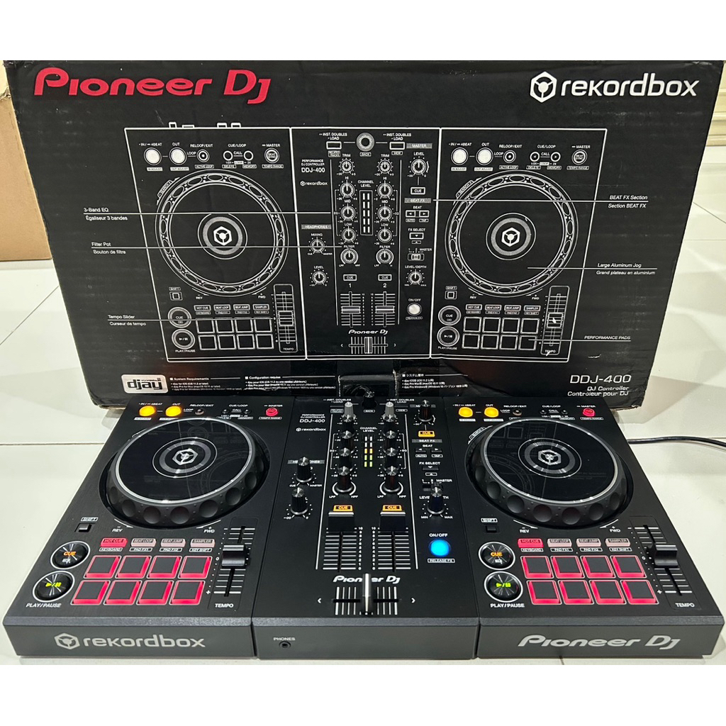 Alat DJ Pioneer DDJ 400 Fullset Box Controller DJ Rekordbox DJ Edition Like XDJ ; CDJ ; DDJ FLX4 ; D