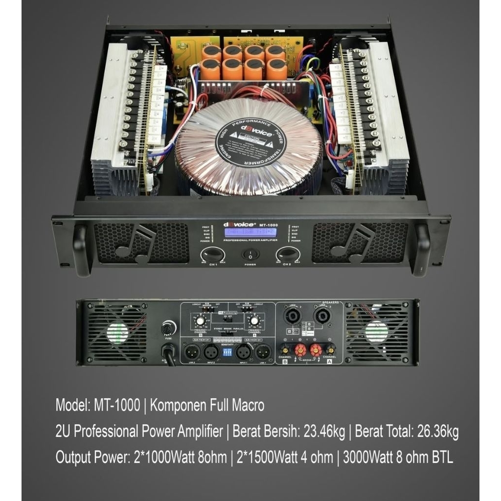Power Sub dBvoice MT1000 Class H Original Power 2 Channel dB Voice MT 1000