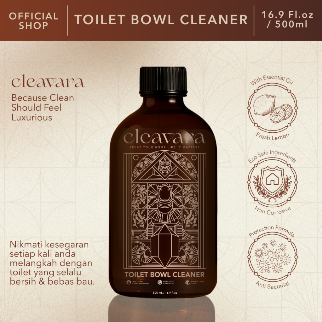 CLEAVARA TOILET BOWL CLEANER 500ML & REFILL 1L | Cairan Pembersih Kerak Kloset Tanpa Sikat, Angkat Karat Noda Air Sabun di Keramik Porselen Wastafel Shower Kran Stainless, Wangi Luxury Tidak Menyengat, Pembersih Kamar Mandi Serbaguna