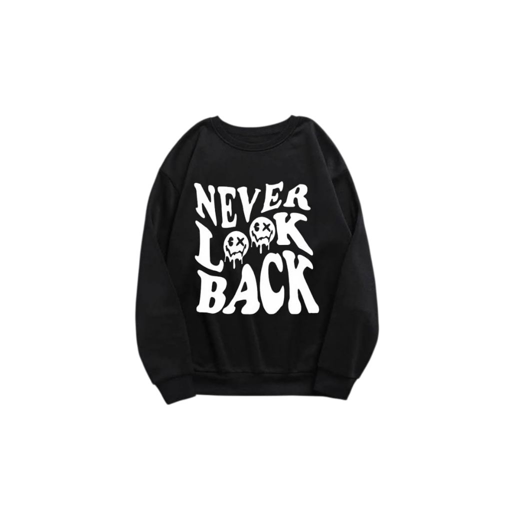 SWEATER HITAM UNISEX OVERSIZE MOTIF GAMBAR LUCU DAN TEKS / SWEATER COWOK / SWEATER CEWEK /  SWEATER 