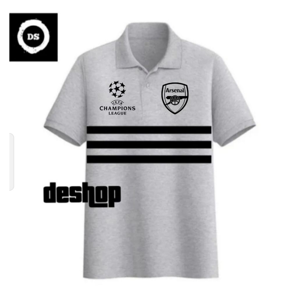 Tshirt - Polo Shirt - Kaos Polo - Kaos Kerah - Baju Kerah Wangky Bola Arsenal Champions League