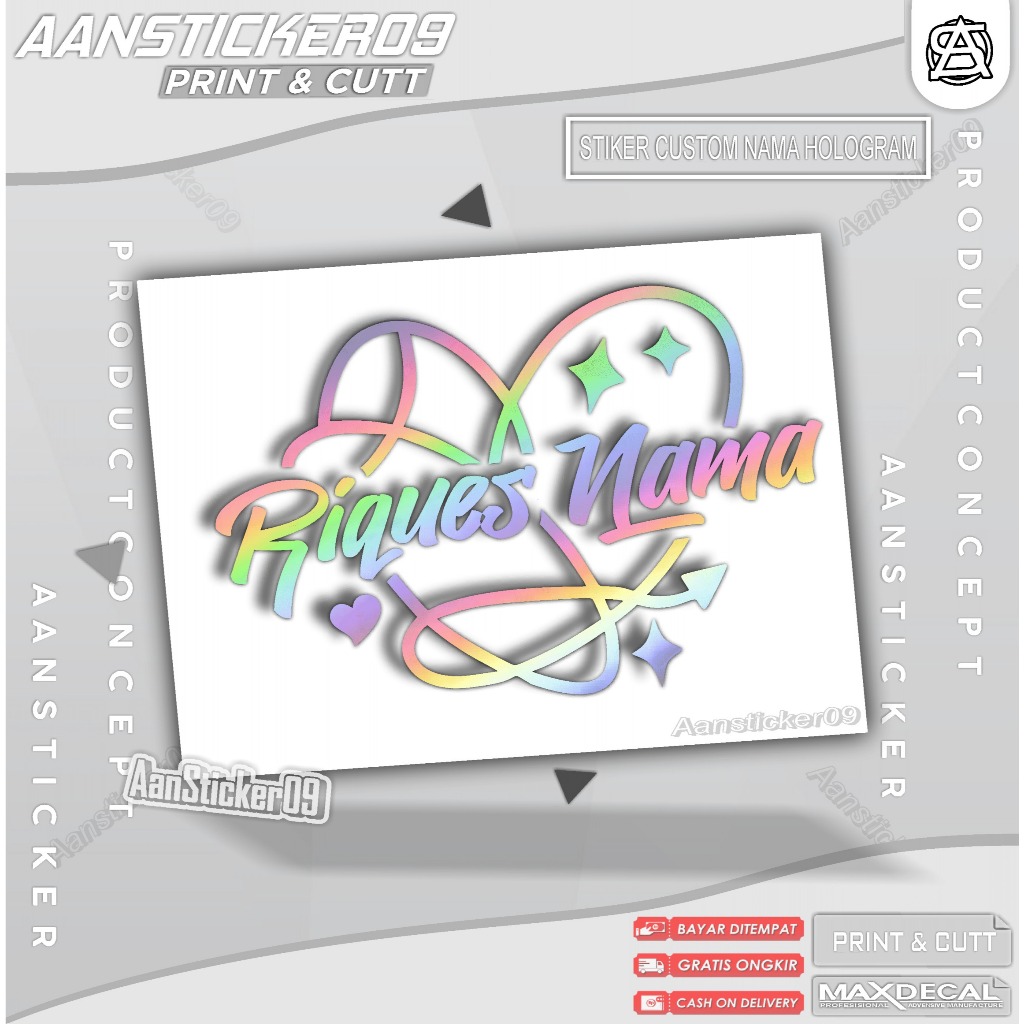Stiker Nama Hologram Custom V6 Stiker Custom Riques Stiker Cutting Anti Air