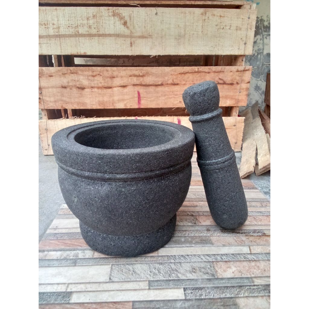 Lumpang batu asli merapi 12 cm