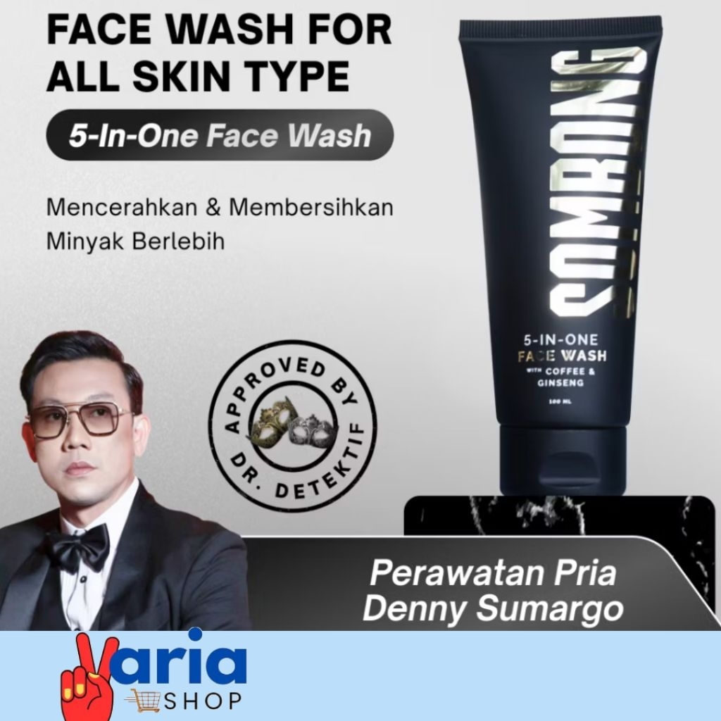 SOMBONG 5-in-1 Face Wash With Coffee & Ginseng Sabun Pembersih Wajah Pria 100ml