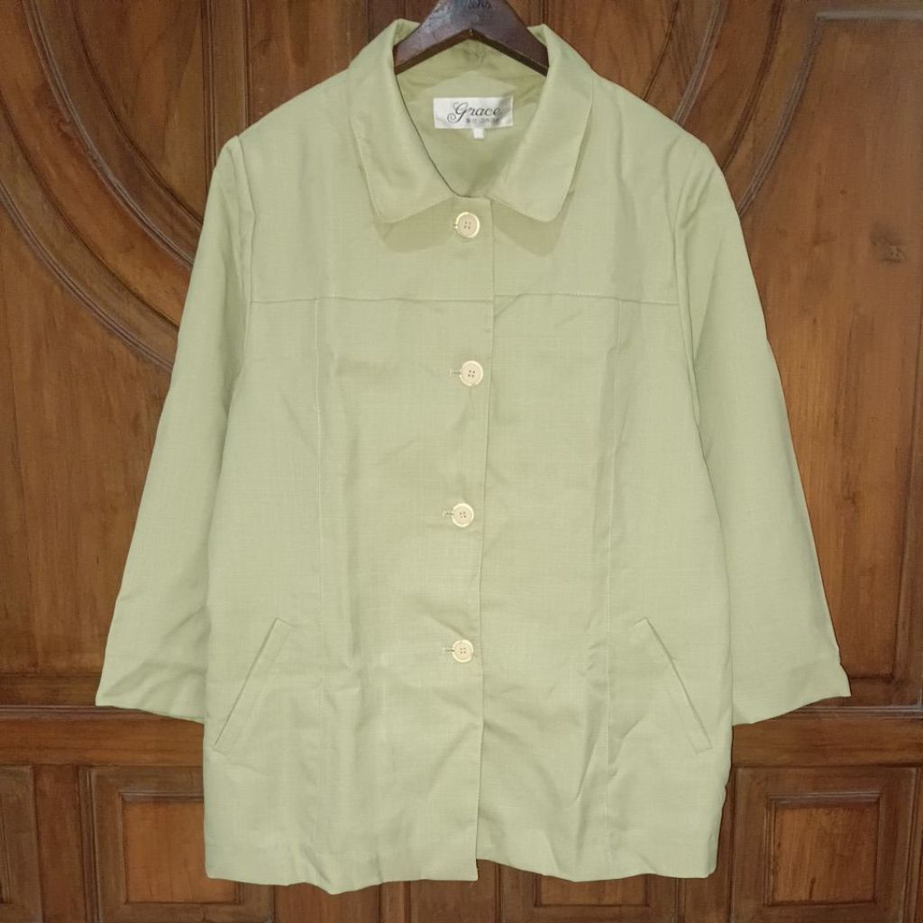 PRELOVED GRACE Kemeja Wanita Hijau Sage Bigsize LD 110