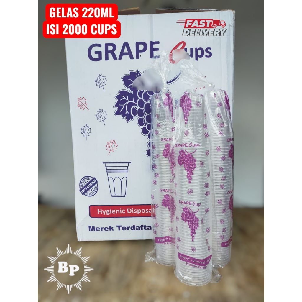 GRAPE/ANGGUR Gelas Plastik 220ml Isi 2000 Cups (SPX/GOSEND INSTANT ONLY)