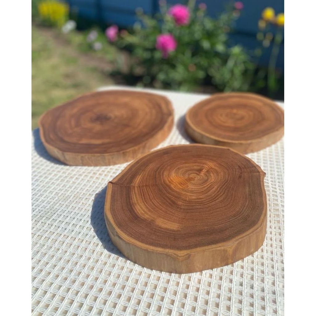wood slice kayu jati tua tpk perhutani legal wood talenan kayu jati wood slice jati coaster kayu jat
