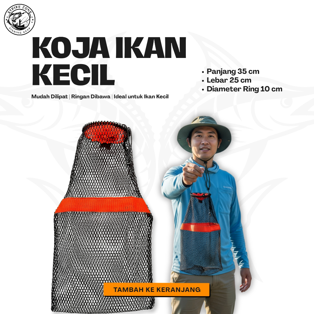 Jaring Koja Ikan Wader 35cm – Korang Penampung Ikan Mini – Tas Jaring Memancing Ikan Kecil Kuat