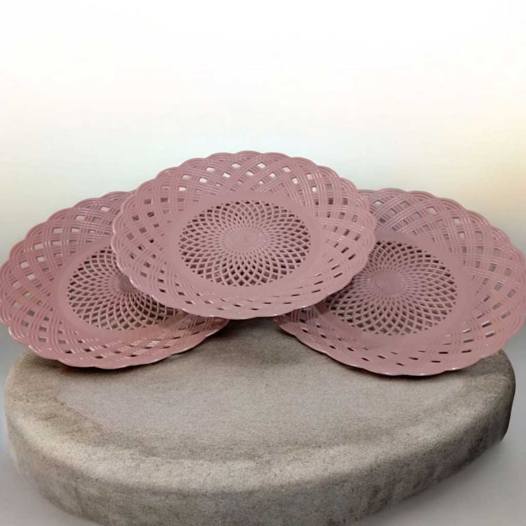 Piring Rotan Plastik 12 Pcs (1 Lusin) / Piring Rotan Plastik