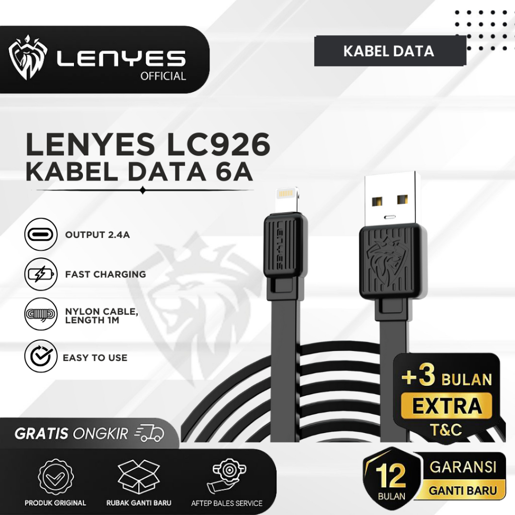 Kabel Data Fast Charging LENYES LC926 2.4A Universal Kualitas Premium