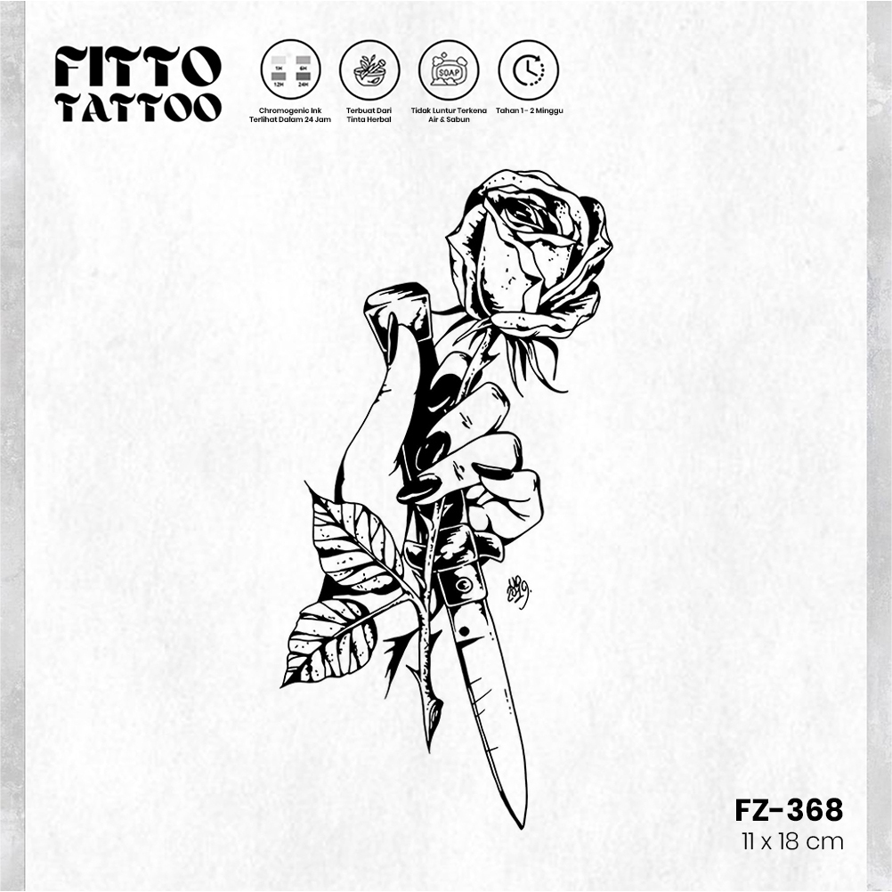 Tato Temporer Sementara Fruit Ink Tatto Bunga Mawar Flower Stiker Tahan Lama Halal Tinta Herbal