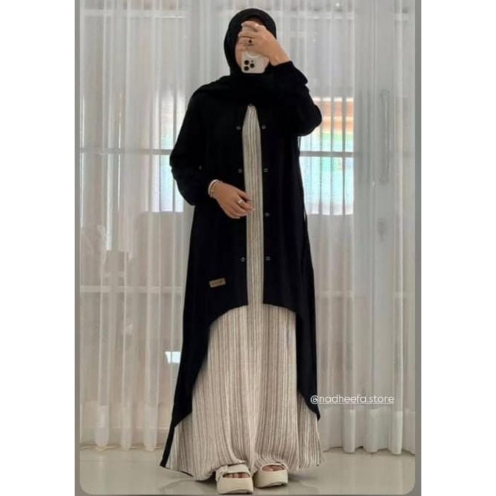 DRESS NADHEEFA STORE HITAM CARDY TERBARU ((READY))
