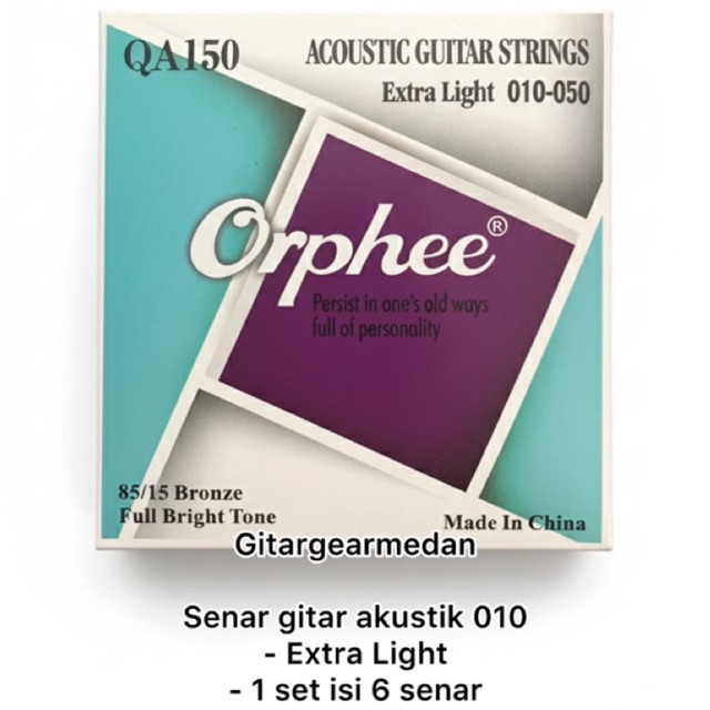 TALI SENAR GITAR AKUSTIK ORPHEE QA150 1 SET UKURAN 0 10 ORIGINAL IMPORT