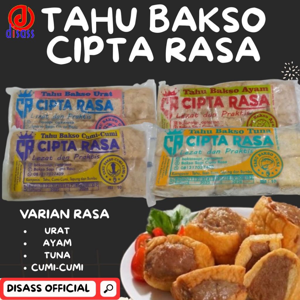 CIPTA RASA TAHU BAKSO ISI10 SIAP GORENG VARIAN TAHU BAKSO URAT / AYAM / TUNA/ CUMI - DISASS JOGJA