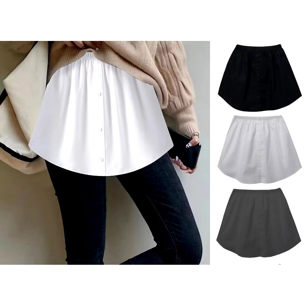 Rok Sambung Layering Rok Senam Wanita Model Korea Adjustable  Linen