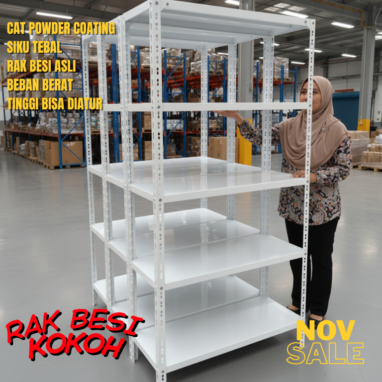 LEBIH KUAT LEMARI RAK BESI TEBAL KOKOH PORTABLE Serbaguna KNOCKDOWN CAT POWDERCOAT Rangka Siku