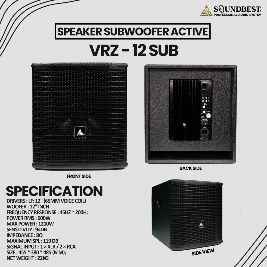 Speaker Subwoofer Aktif 12 Inch SOUNDBEST VRZ12 SUB / VRZ 12 SUB Original GARANSI RESMI