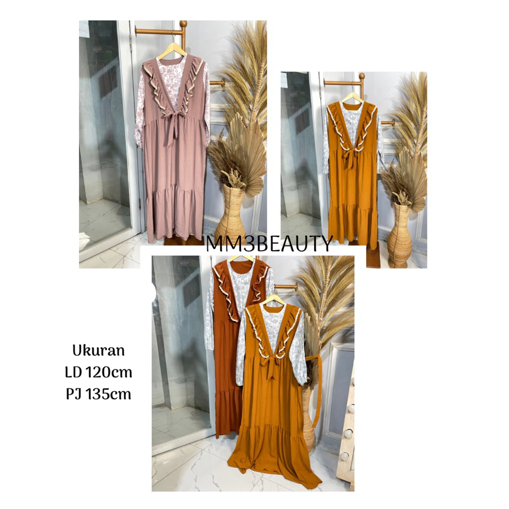 MOSCA Gamis lebaran terbaru / gamis polos / gamis remaja kekinian / gamis Crincle Bunga