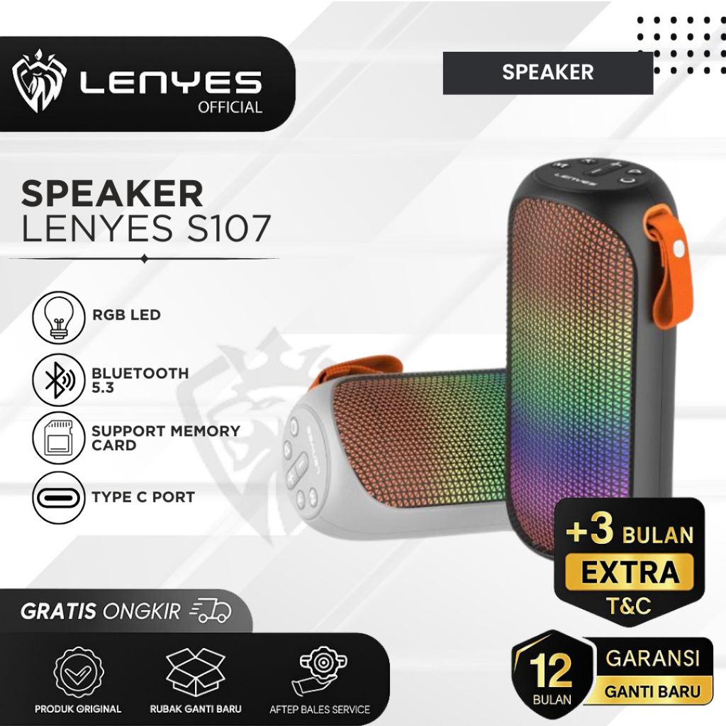 Lenyes S107 speaker bluetooth portable wireless premium tws original